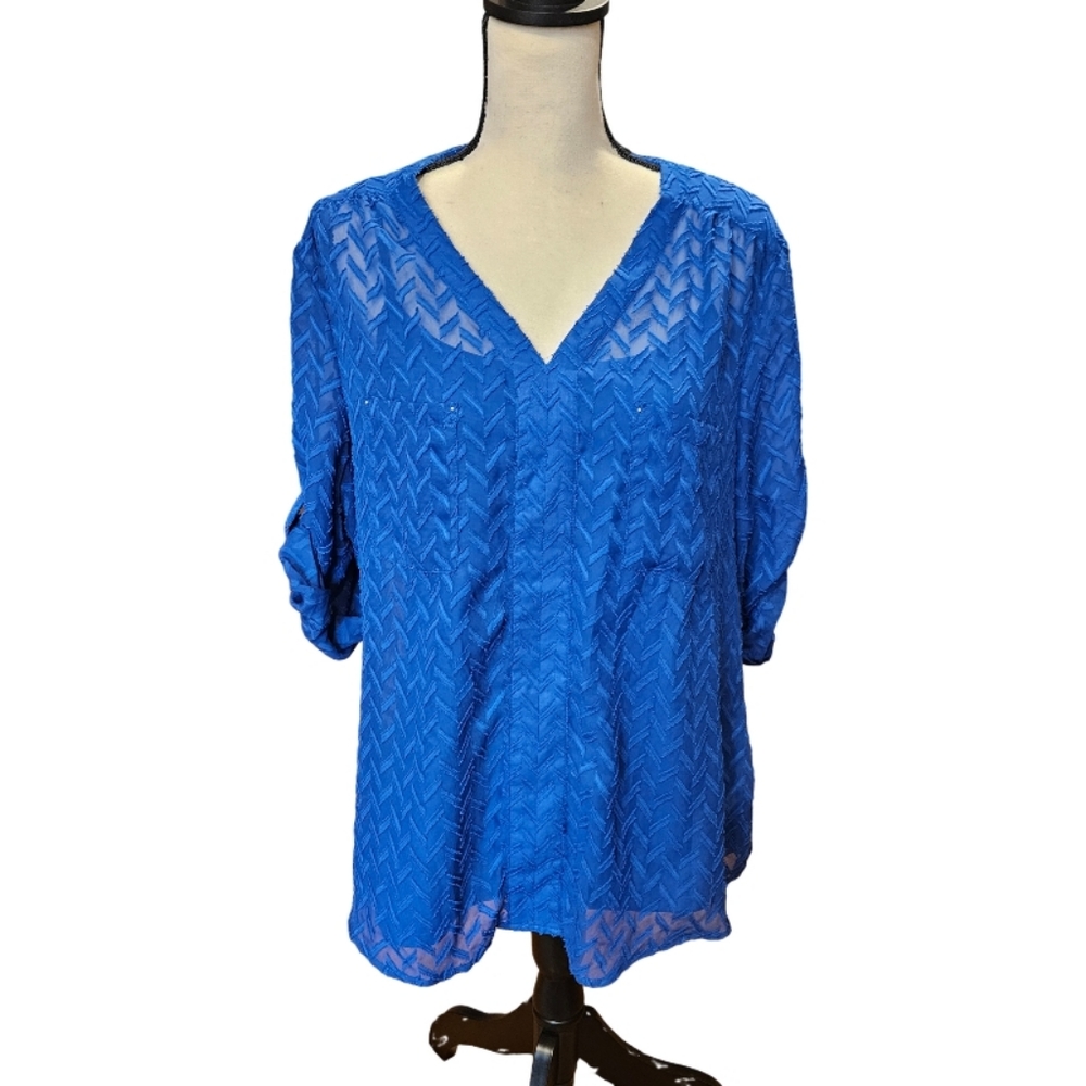 Como Navy Patterned Blouse